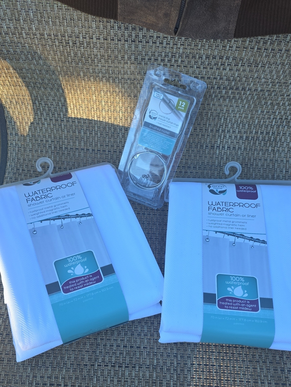 2 New Waterproof Fabric Shower Curtain or Liner - White With Hooks